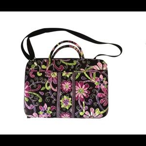 Vera Bradley laptop purple, rose flowers brown background. Shoulder strap. Used,
